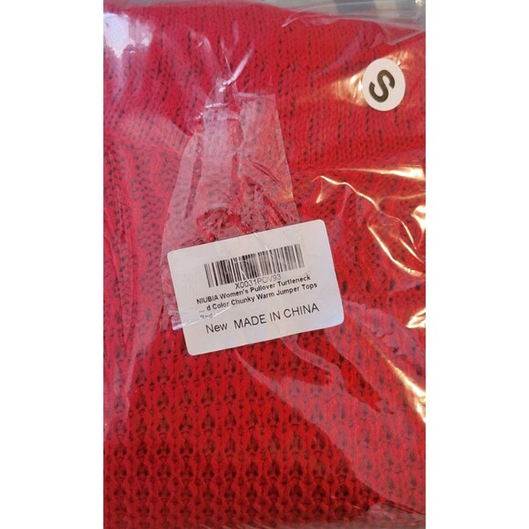 NIUBIA Red Turtleneck Oversized Sweater Sz S - Picture 4 of 7
